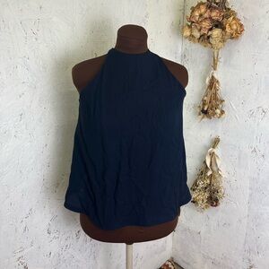 NWT ALC Silk Halter Open Back Black Blouse Top Size XS